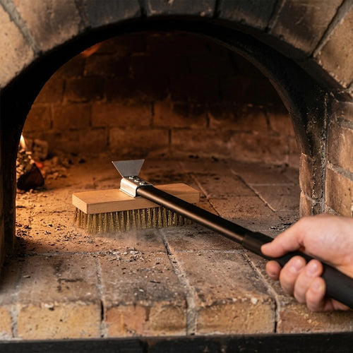 80cm Heavy Duty Pizza Oven Brush with Steel Scraper Cleaner