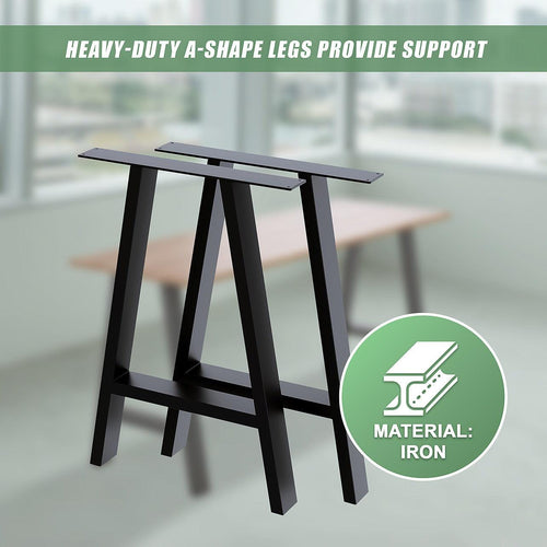 2x Rustic Dining Table Legs Industrial Vintage 71cm - Black