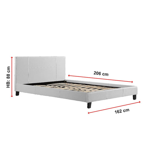 Queen Bed Frame White PU Leather