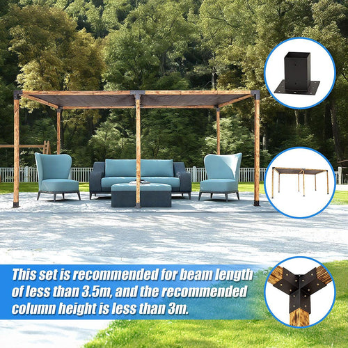 Roof Pergola Gazebo Shed Matte Black Steel Double with Black Screens Brackets DIY Kits