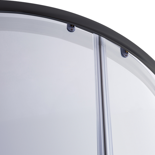 Curved Sliding Shower Screen 90x90cm – Black with White Base, 580mm Radius