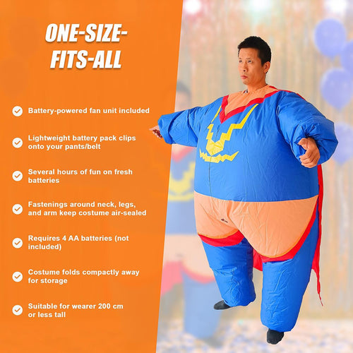 Super Hero Fancy Dress Inflatable Suit -Fan Operated Costume