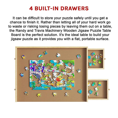 Wooden Jigsaw Puzzle Table Board Storage Table