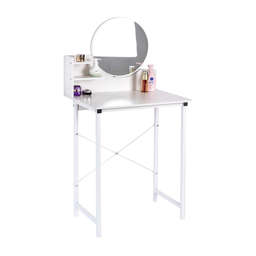 White Dressing Table with Mirror – Makeup Vanity Desk for Bedroom