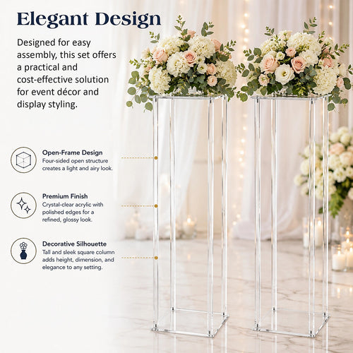 2 Pack 80cm Acrylic Flower Stand Wedding Display Centrepiece