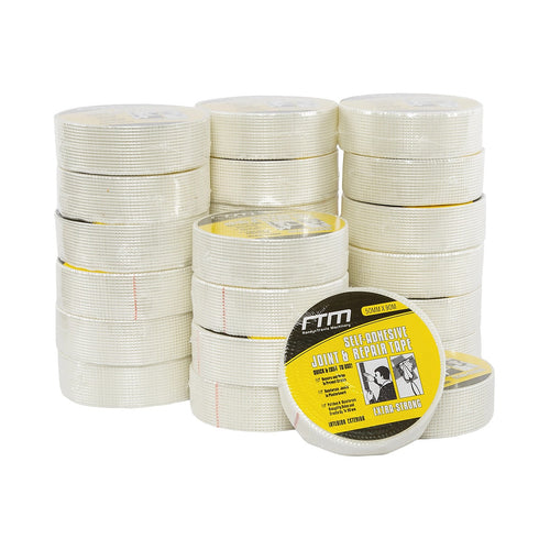 24-Pack Fibreglass Plasterboard Joint Tapes – 50mm x 90m Self-Adhesive Drywall Mesh Rolls for Strong Seam Repairs