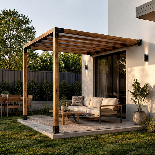 DIY Pergola Kit – Single Wall with Top Rafters Set with Brackets