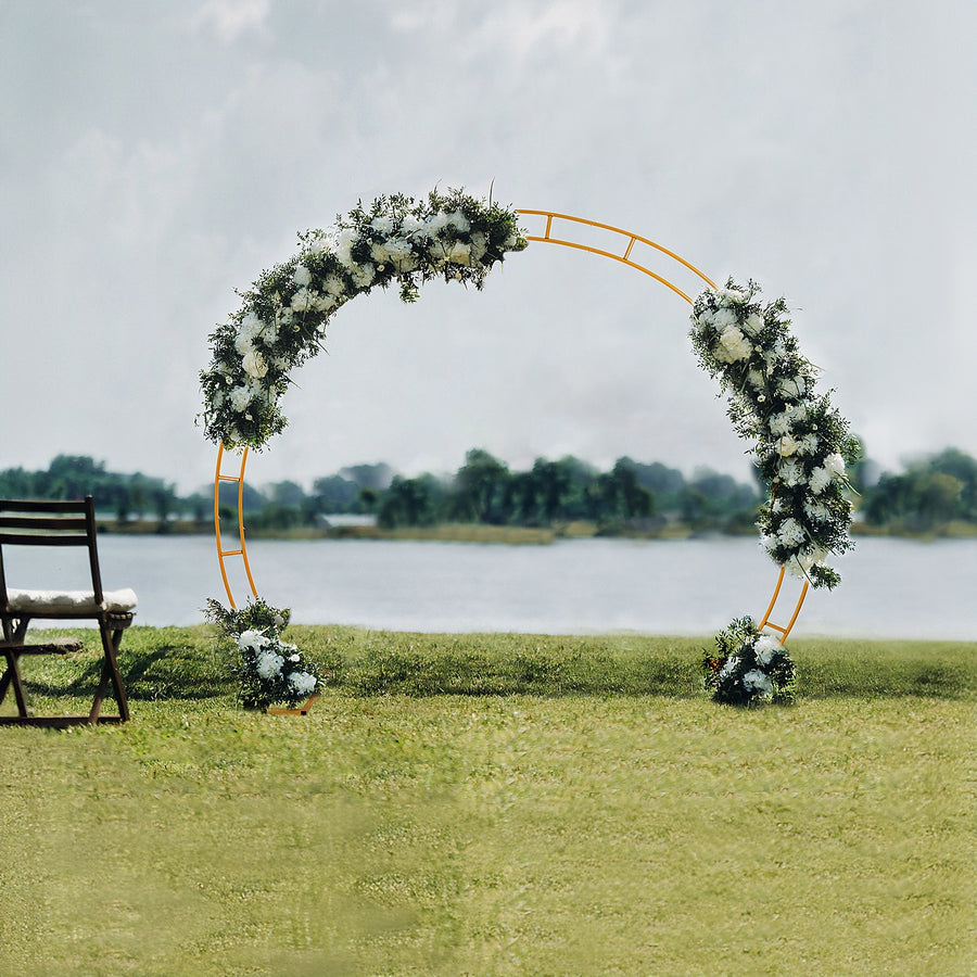 Gold Metal Wedding Arch – 2.6m Round Event Backdrop Stand