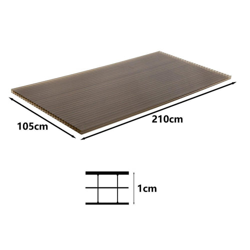  Polycarbonate Roofing Sheets Tinted Bronze UV Roof 1050x2100mm; 10mm 5 Pack