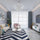 200x300cm Large Floor Blue Chevron Stripes Rug – Modern Area Carpet for Bedroom, Living Room, Lounge or Home Décor Mat