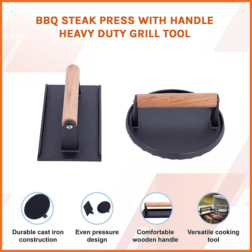 Heavy Duty BBQ Steak Press with Heat-Resistant Handle Grill Tool