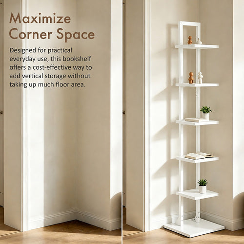 6 Tier Bookshelf Corner Bookcase Storage Rack