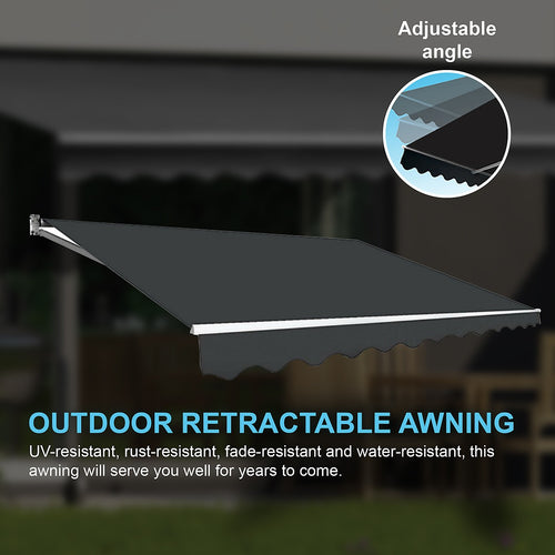 Outdoor Awning Grey - 3x2.5m Retractable Sunshade