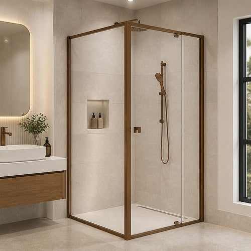 Semi-Frameless Shower Screen – Dust Brown, Front: (98~106)x195cm, Side: (98~101)x195cm