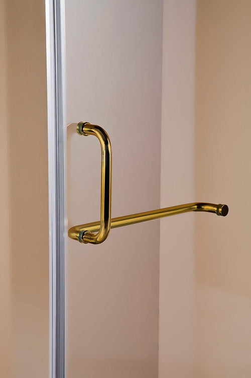 Frameless 10mm Glass Shower Screen - 1000 x 1000mm - Gold Hinges/Brackets and Round Handle