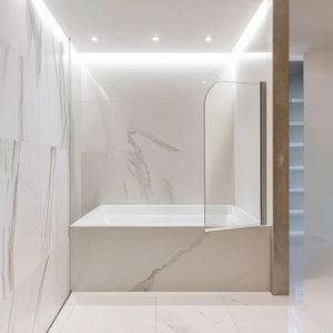 180° CHROME Pivot Door 6mm Safety Glass Bath Shower Screen By Della Francesca - 80 x 140cm