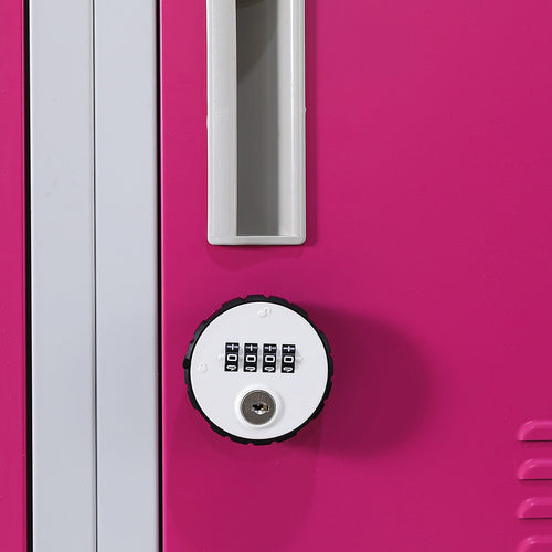 12-Door Locker – Grey with Pink Door with 4-Digit Combination Lock | Secure Storage for Office, Gym or School Use