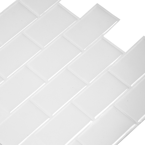 Tiles 3D Peel and Stick Wall Tile – Self-Adhesive Subway White Design Pack of 10 Sheets