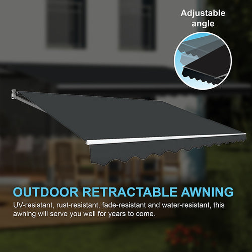 Automatic Retractable Awning 4x3m - Grey Outdoor Wall Sunshade