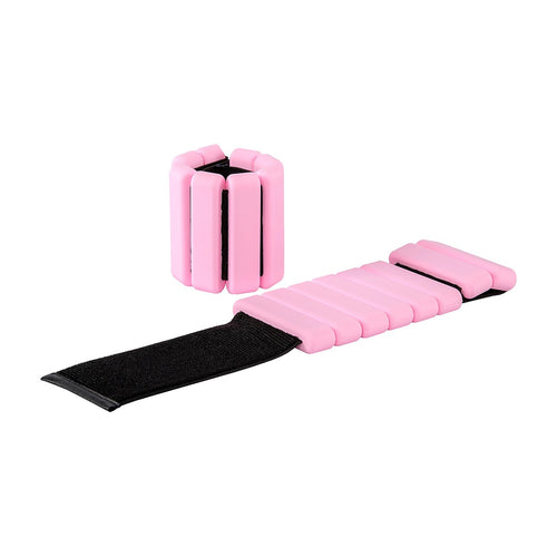2-Piece Ankle & Wrist Weights – 1kg Pair Adjustable Workout Bangles Pink for Fitness Training