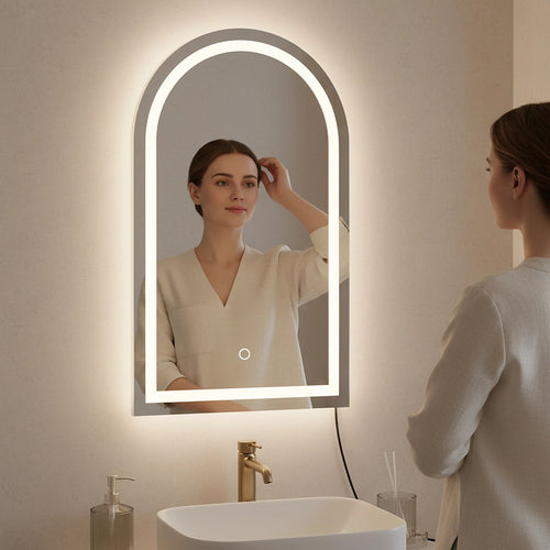 Arched LED Wall Mirror Bathroom Mirrors Makeup Anti-fog 600mm x 1000mm