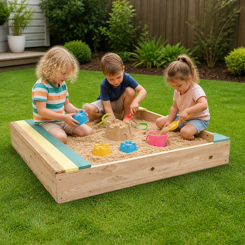Wooden Sand Pit for Kids – Outdoor Play with Bench & Storage