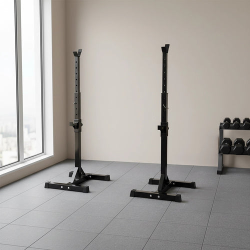 Adjustable Squat Rack Pair Steel Barbell Stands for Home Gym Bench Press