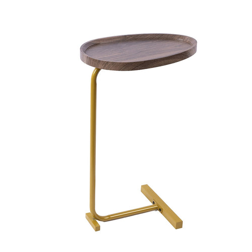 Modern Oval Side Table with Gold Base – Stylish Sofa End Table