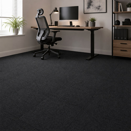 5m² Black Carpet Tiles Set – Commercial & Home Flooring for Office, Retail & Living Areas