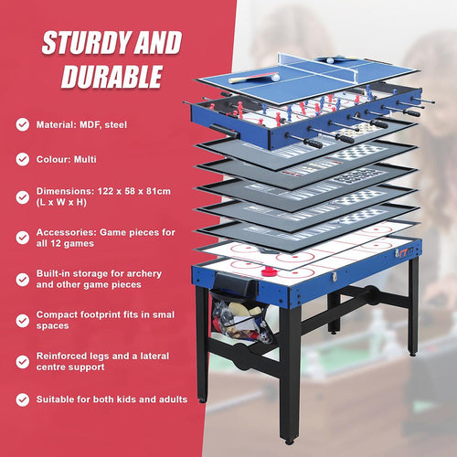 4FT 12-in-1 Games Table Foosball Hockey Pool Table Tennis