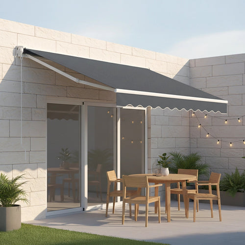 Outdoor Awning Grey - 5x2.5m Retractable Sunshade
