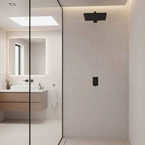 Single Square Shower Bath Mixer Tap Bathroom WATERMARK Approved - Black