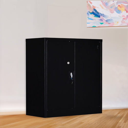 Two-Door Office & Gym Storage Locker – Secure Cabinet with Shelves for Organisation in Black