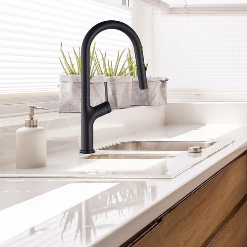 Kitchen Laundry Bathroom Basin Sink Pull Out Mixer Tap Faucet - Black