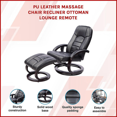 PU Leather Deluxe Massage Chair Recliner Ottoman Lounge Remote