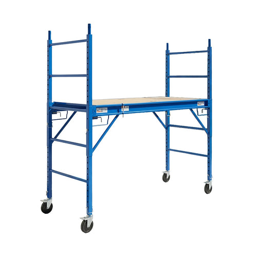 Mobile Scaffold Ladder - Blue, Wheeled, 450kg Capacity