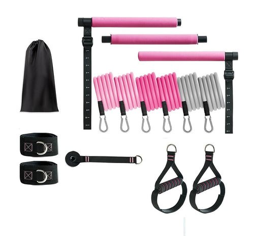 14pc Pilates Bar Kit with Resistance Bands & Belt – Multifunctional Fitness Pedal Puller for Home Workout