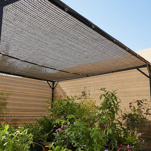 15m x 2m Fence Windscreen Privacy Shade Cover – Coffee Fabric Mesh for Garden, Patio & Outdoor Areas