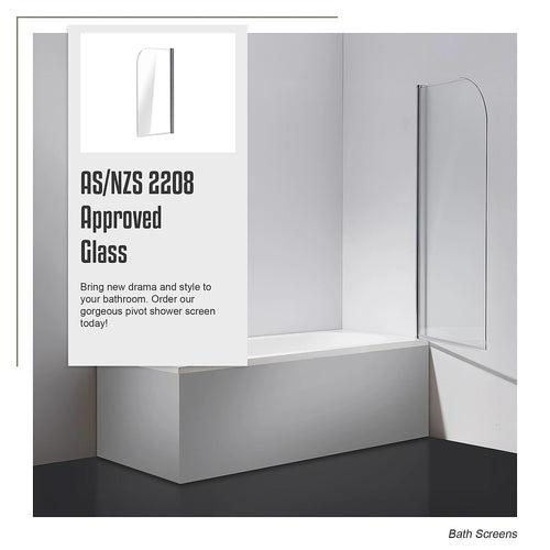 180° CHROME Pivot Door 6mm Safety Glass Bath Shower Screen By Della Francesca - 90 x 140cm