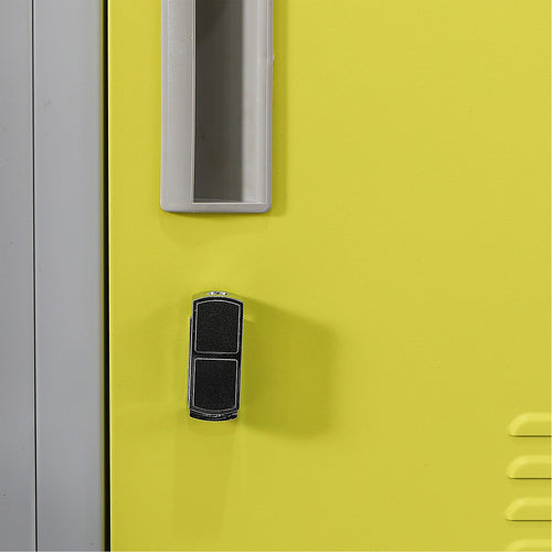 12-Door Steel Locker – Grey with Yellow Door, Padlock-operated