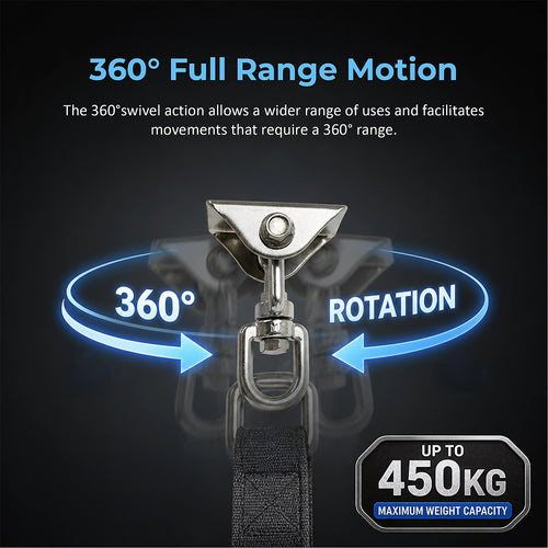 360 Degree Swivel Swing Hanger with Stainless Steel Hook for Ceiling Heavy Duty Hanging Gym Equipment