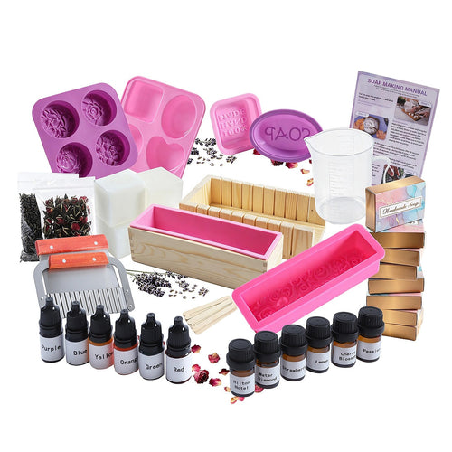 Deluxe DIY Soap Making Kit with Shea Butter & Glycerin Melt & Pour Soap Base, Moulds, Fragrance Oils & Colours