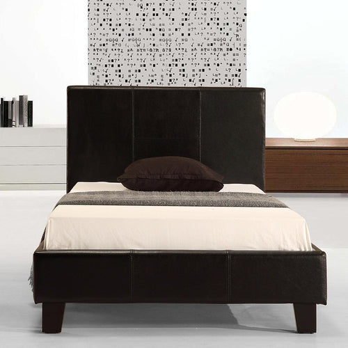 Single Bed Frame Black PU Leather