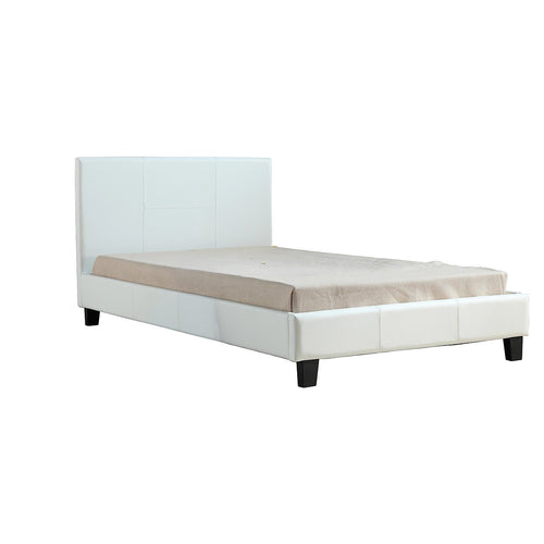 King Single Size Bed Frame with Headboard – White PU Leather