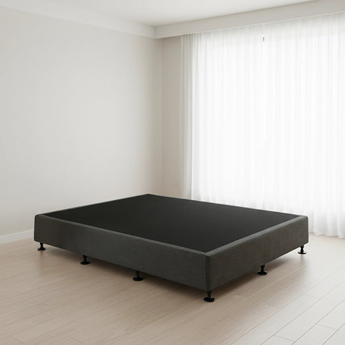 King Single Slatted Ensemble Bed Base - Graphite Linen Breathable Cover