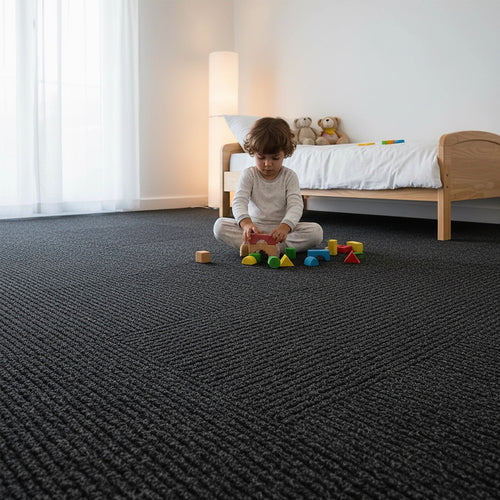 5m² Black Carpet Tiles Set – Commercial & Home Flooring for Office, Retail & Living Areas