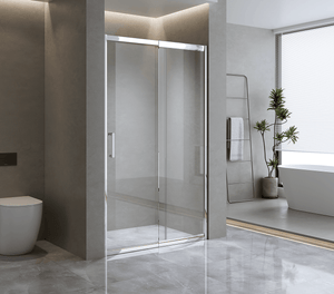 150mm Adjustable (155-170cm) Wall to Wall Sliding Glass Shower Door with Shower Handle Style 1 - Chrome