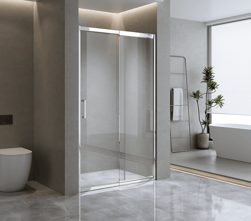 100mm Adjustable (130-140cm) Wall to Wall Sliding Glass Shower Door with Shower Handle Style 1 - Chrome