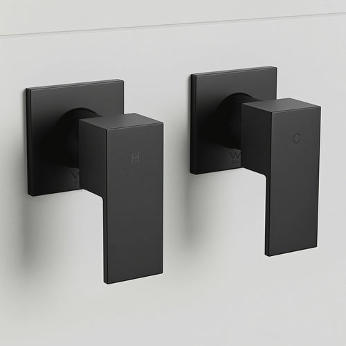 Bathroom Shower Bath Hot and Cold Square Mixer WATERMARK Certified - Black