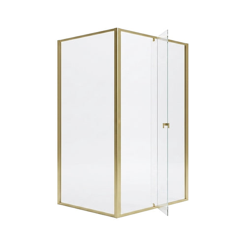 Adjustable Semi Frameless Shower Screen Front: (114~122)x195cm with Gold Hardware and Side: (98~101)x195cm